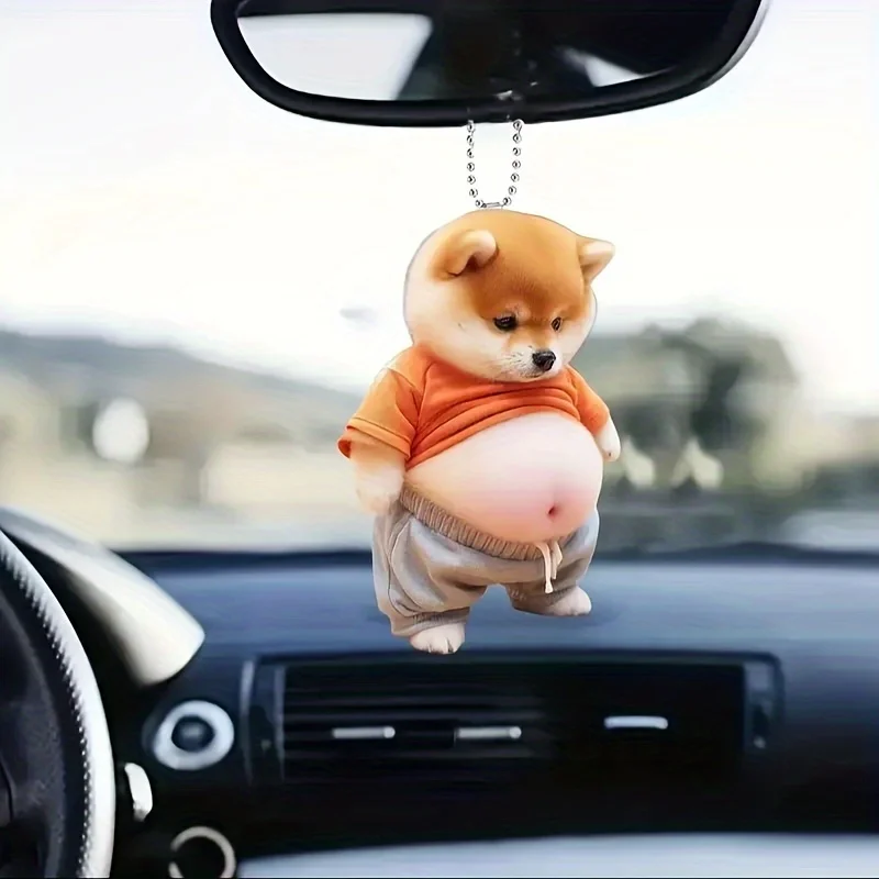 Ornement Voiture Shiba Inu Suspendu - Pendentif Mignon Pour Rétroviseur - Décoration Et Cadeau Amusant