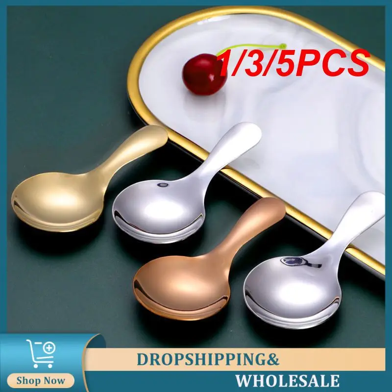 

1/3/5PCS Spoon With Short Handle Comfortable Grip Round Head Spoon 30g Kitchen Accessories Spoon Easy To Clean Mini Teaspoon