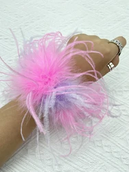 Natural Multicolor Ostrich Feather Cuffs Hair Accessories For Women Fashion 5cm Width Slap Bracelets Feather Fur Wrist Sleeve