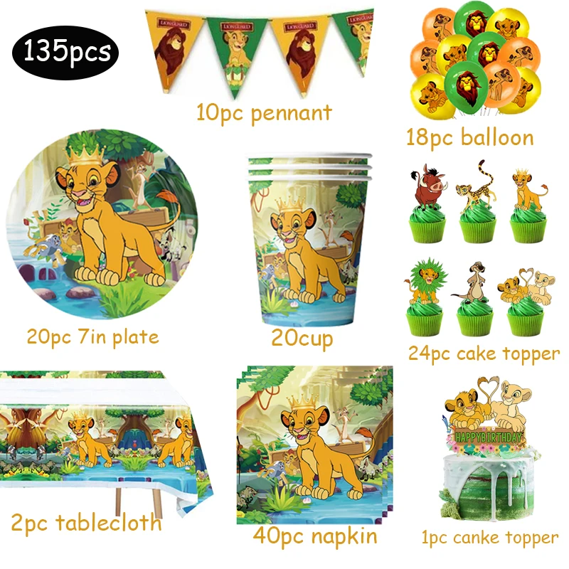 

Lion King Simba Kids Boys Birthday Party Decoration Disposable Tableware Set Plate Cup Napkin Tablecloth Birthday Party Supplies
