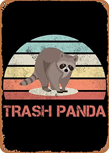 

Мусорная панда енот винтажный вид металлический знак патент художественные принты Ретро подарок 8x12 дюймов