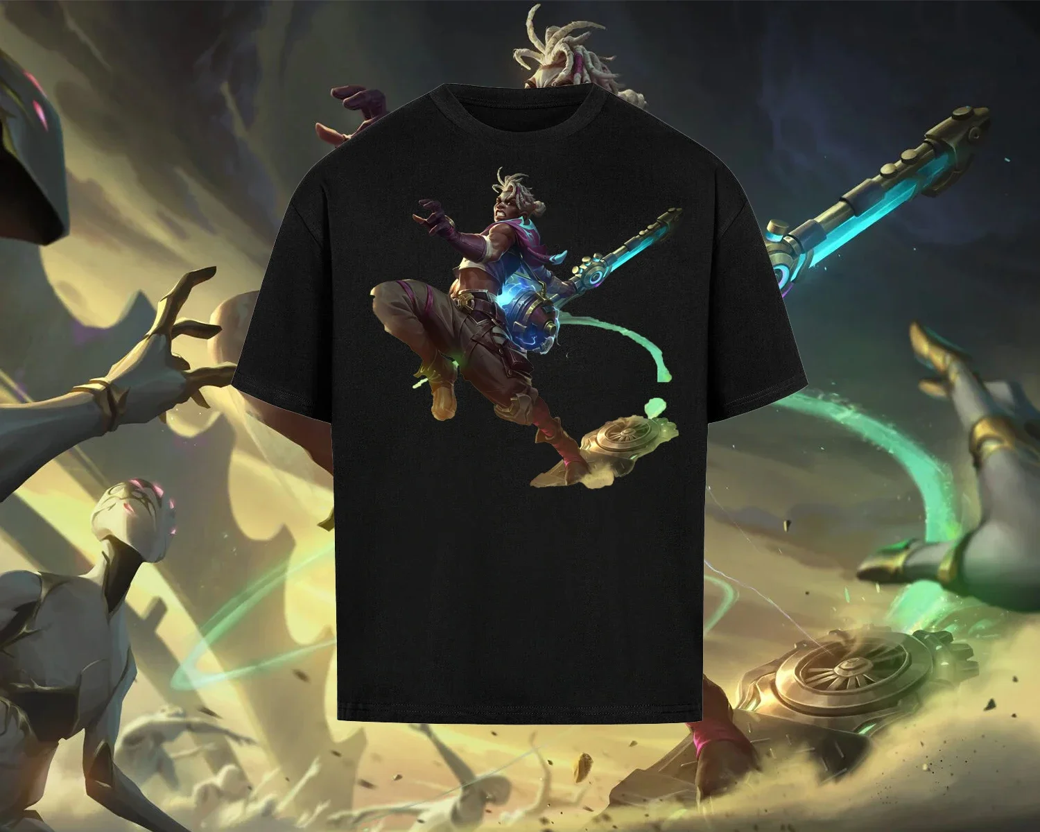 Hot Anime Arcane Unisex Men Short Sleeves Arcane Season 2 Viktor Jinx T Shirt Women  Oversized Cotton LOL Game Casual Loose Tees 4