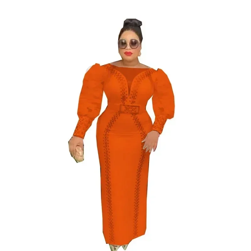 2025 African Dresses For Women Diamonds Femme Dashiki Abaya Maxi Dress Africa Clothes Dashiki Ankara Embroidered Flares Dresses 1