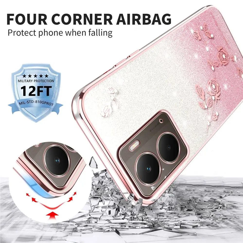 Glitter Rhinestone Shiny Phone Case with Edge Protection