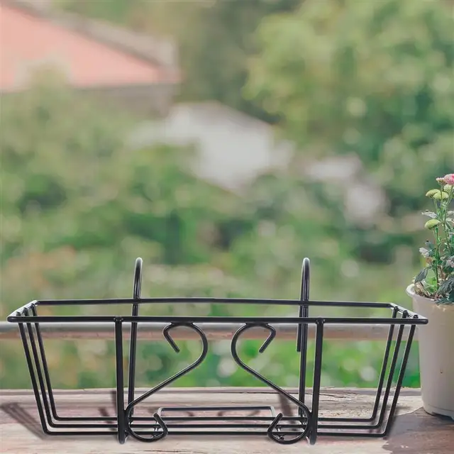 Erkély Kosarak Kültéri Edények Tornác Függő Virág Vas Virágcserepek Kerítés Fém Cserepes Állvány Téglalap Alakú Ültetvényes - Image 3