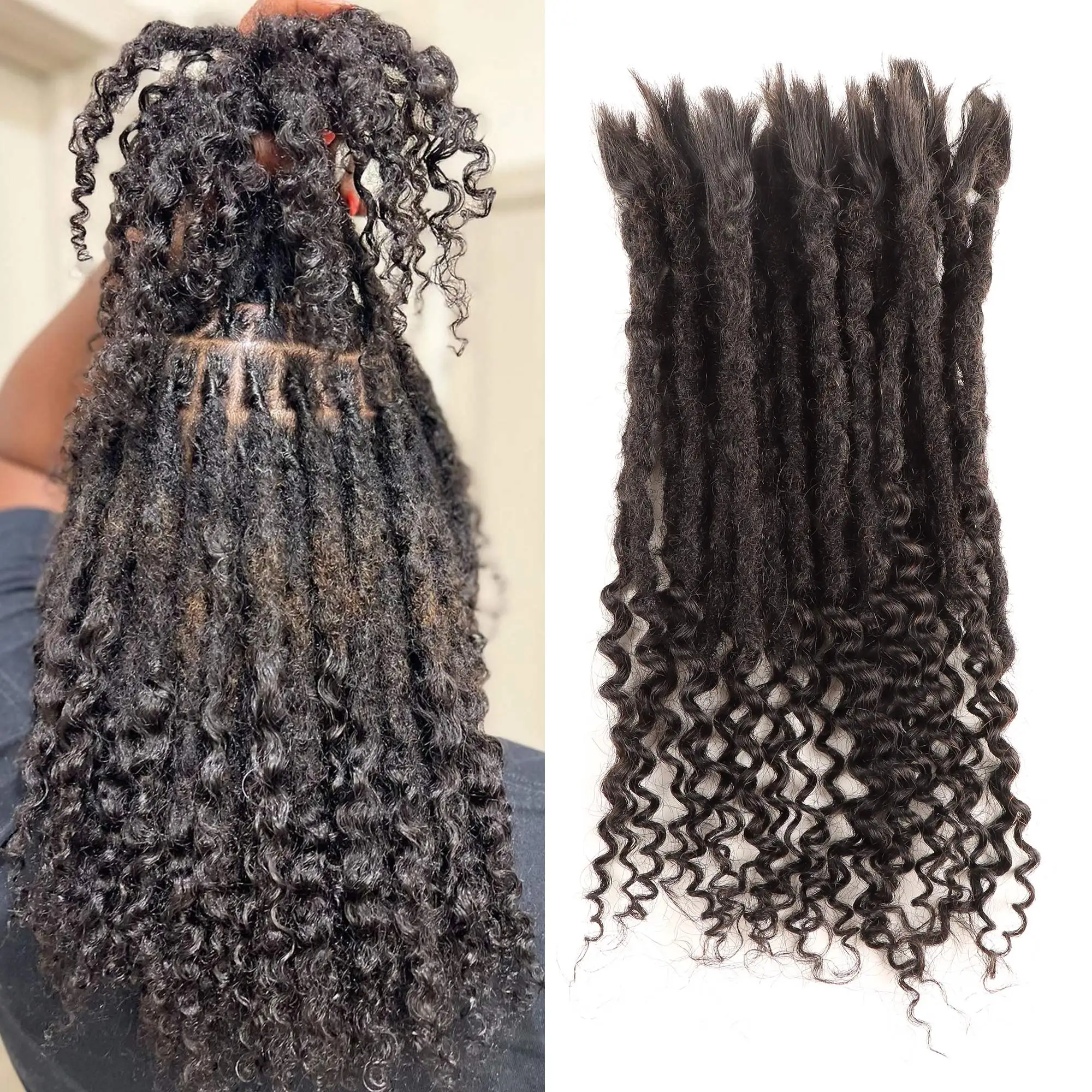 AHVAST human hair 0.6cm deep goddess locs hair extension natural color wholesale 20 strands per pack crochet locs
