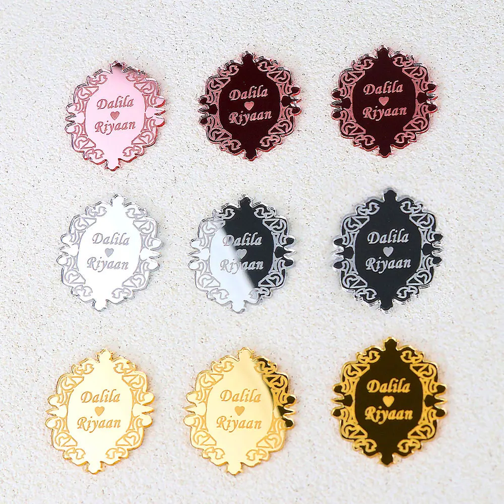 20/50/100Pcs Personalized Wedding Tag Acrylic Chocolate Sign Custom Name  Engagement Baby Shower Guest Gift Tag Decoration