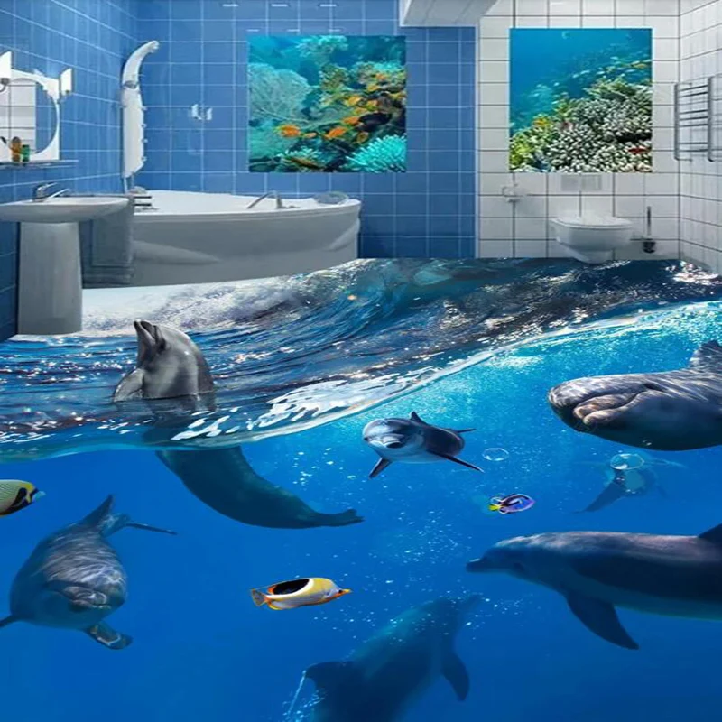 VINILOS PARA PISOS EFECTO 3D CON DELFINES