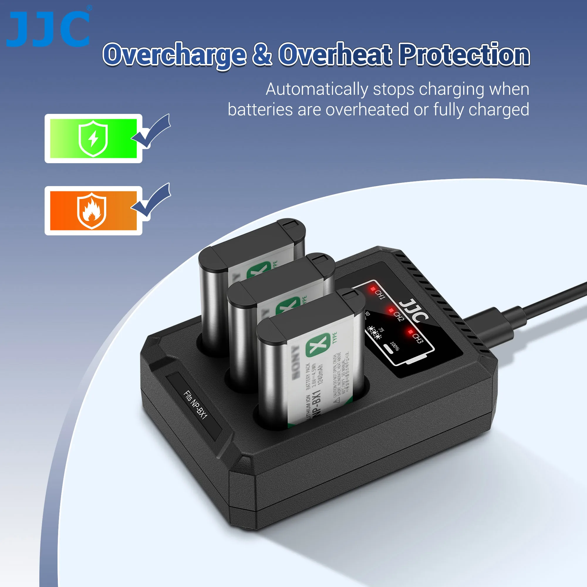 JJC USB 타입 C 배터리 충전기 ( NP-BX1 호환) - ZV-1, ZV-1 II, ZV-1F, RX100V, RX100VI, RX100 VII, RX100 배터리용