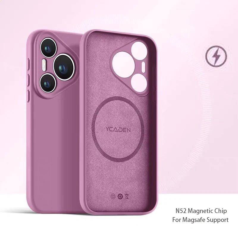 Wireless Charging Magnetic Liquid Silicone Soft Skin Phone Case
