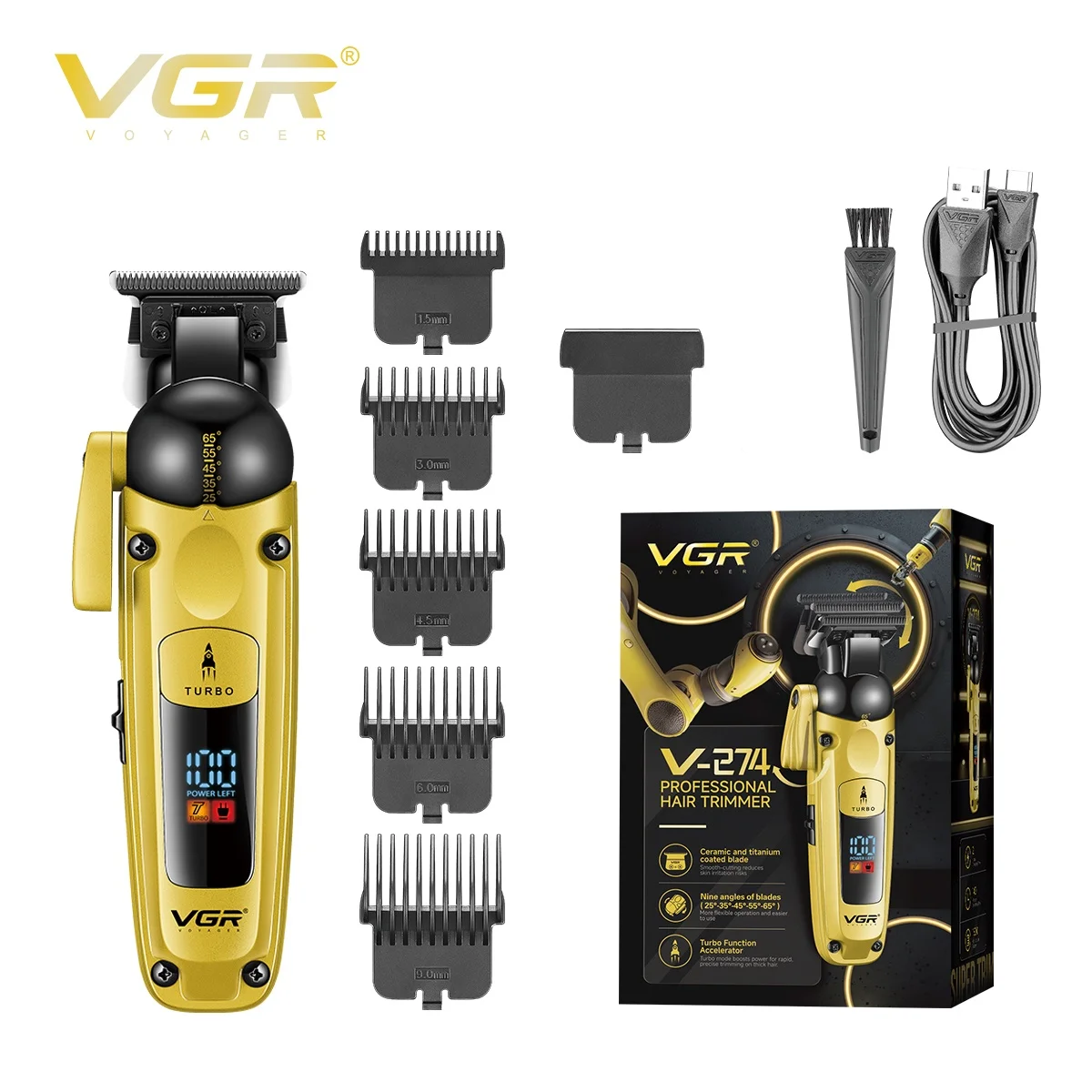 VGR الشعر المتقلب المهنية آلة قص الشعر قابلة للشحن...