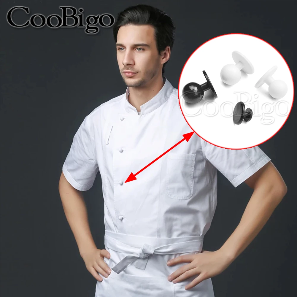20pcs Plastic Buttons Restaurant Chef Uniforms Suit Buttons for Garment Clothes Dress DIY Accessories Black White 7mm 11mm 12mm 6