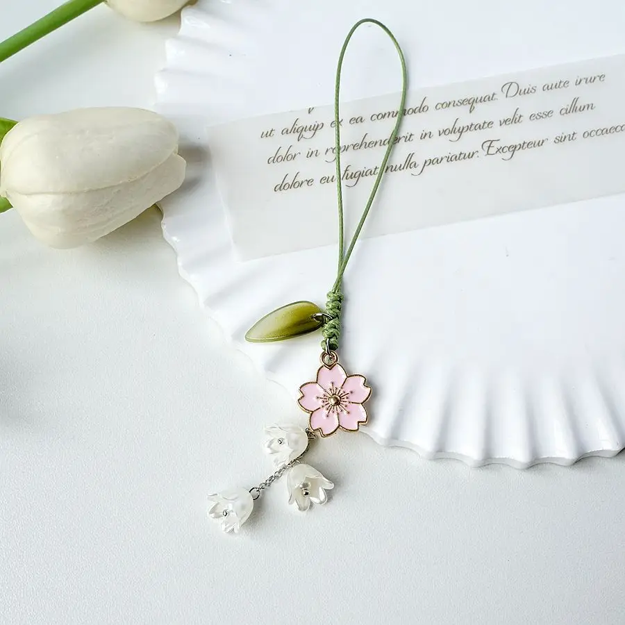Tulip Flower Charm Phone Strap and Keychain Pendant - Cute Kawaii Hand Rope