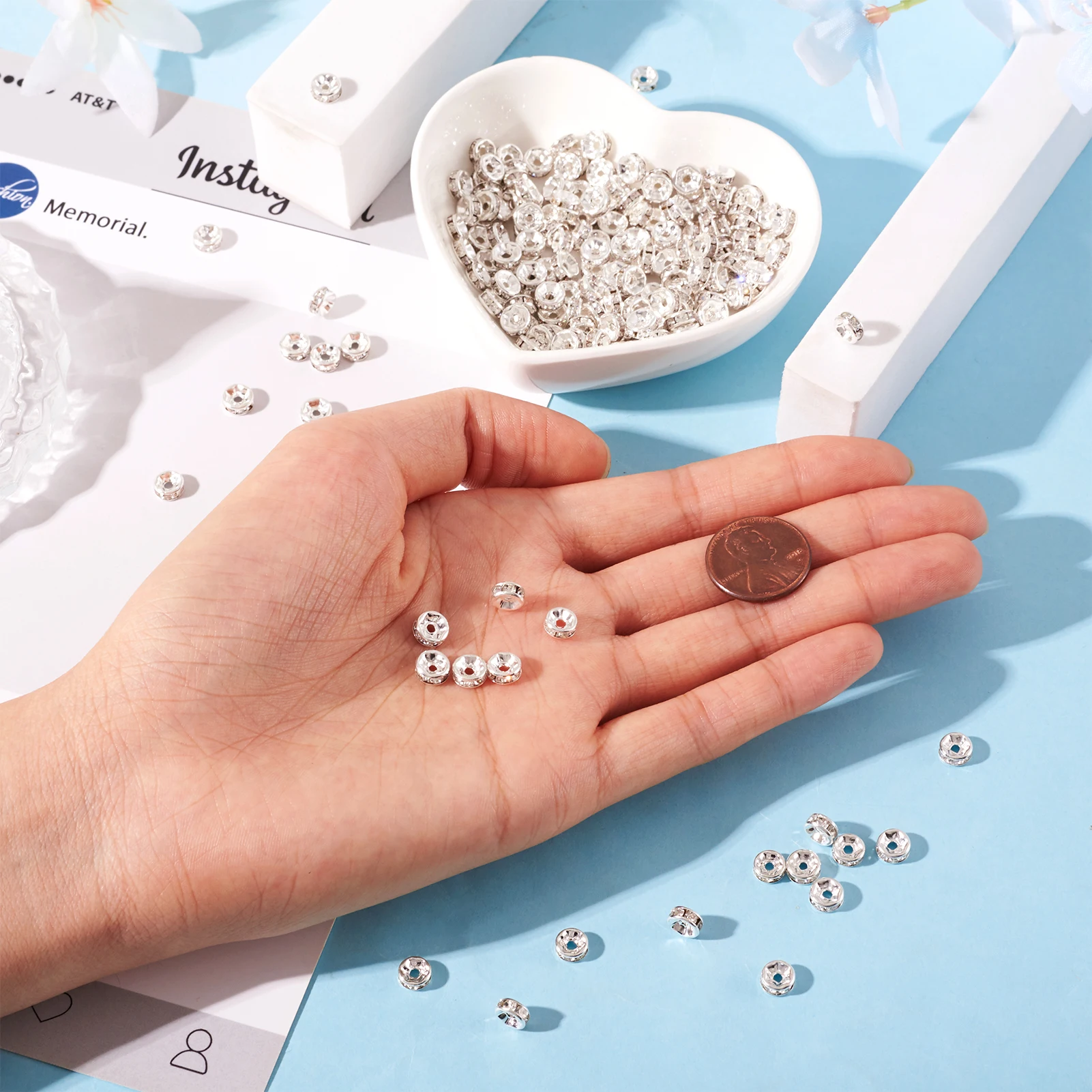 Small Silver Rhinestones spacers Dazzling Rhinestones spacers