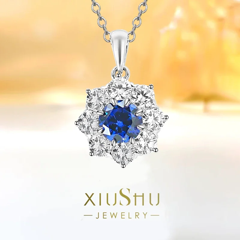 

Модный и роскошный нишевой дизайн: Подсолнух, Голубое Сокровище, искусственный Серебряный кулон с свадебными украшениями