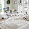 60 Inches L Shaped Electric Standing Desk, Height Adjustable Corner Gaming Desk with Drawers, Keyboard Tray, Power Outlets 1
