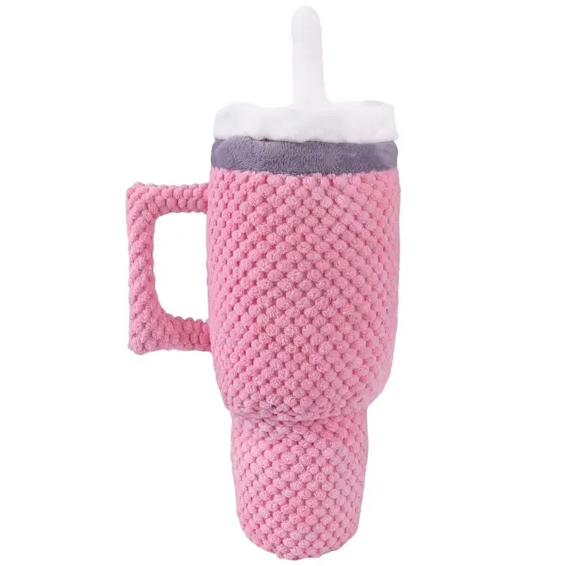 

Squeaky Dog Toy Biting & Grinding Medium Plush Toy Handle Cup Design Interactive Chewing Toy Entertainment For Dog Supplies