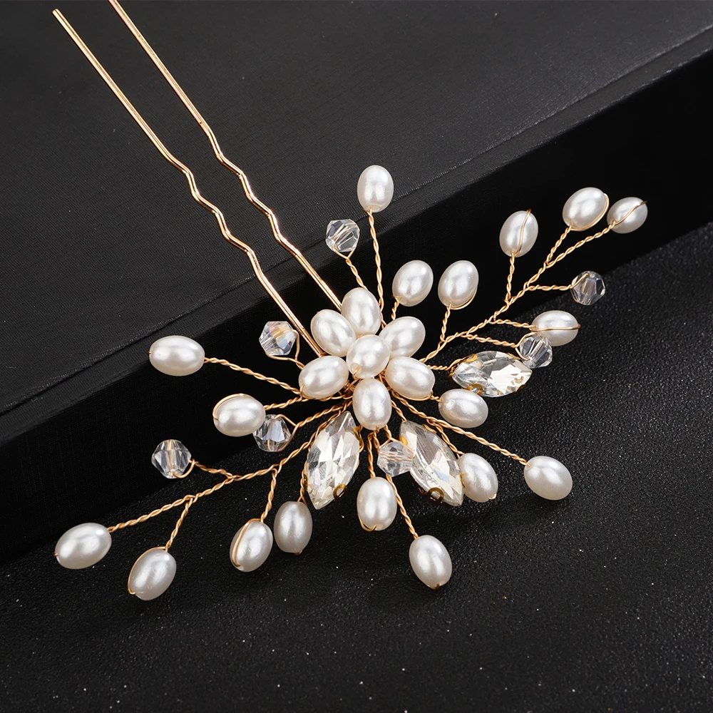 Bridal Hairpins Silver Rhinestone Headpiece for Women Pearl Wedding Hair Accessories Jewelry Handmade Party Headdress Ornament hair accessories,bridal hair accessories,crown headband