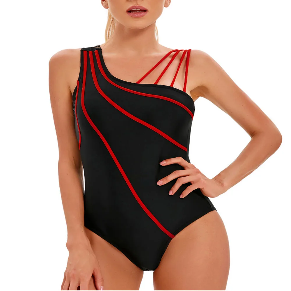 

FS Sexy Women Black Big Size Conservate Monokini Bikini Set Lady Backless Beach Style Swimwear Swimsuit One Piece New Arrivals