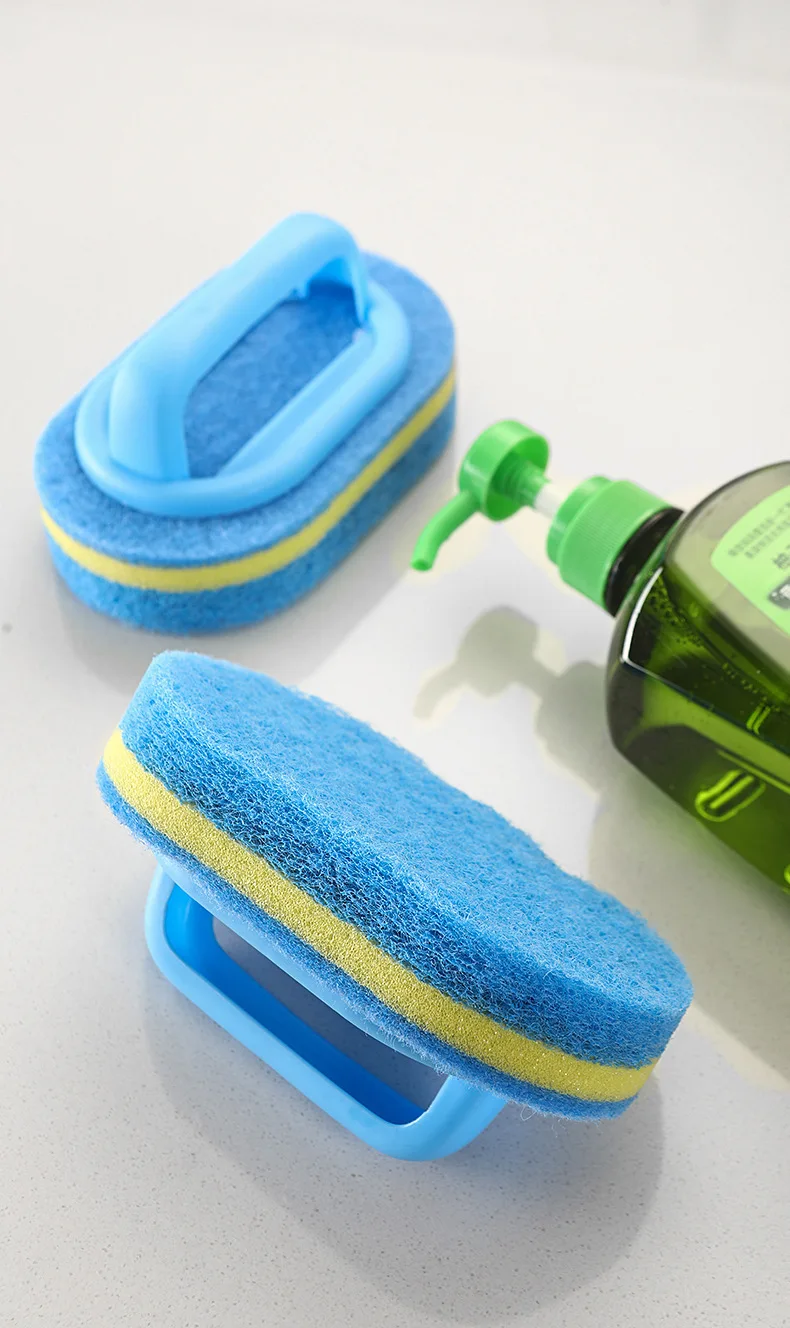 Description Picture 2 of item1PCS Cleaning Brush with Handle Kitchen Sponge Wipe Thickening Bathroom Tile Cleaning Sponge Household Stain Removal Clean Tools