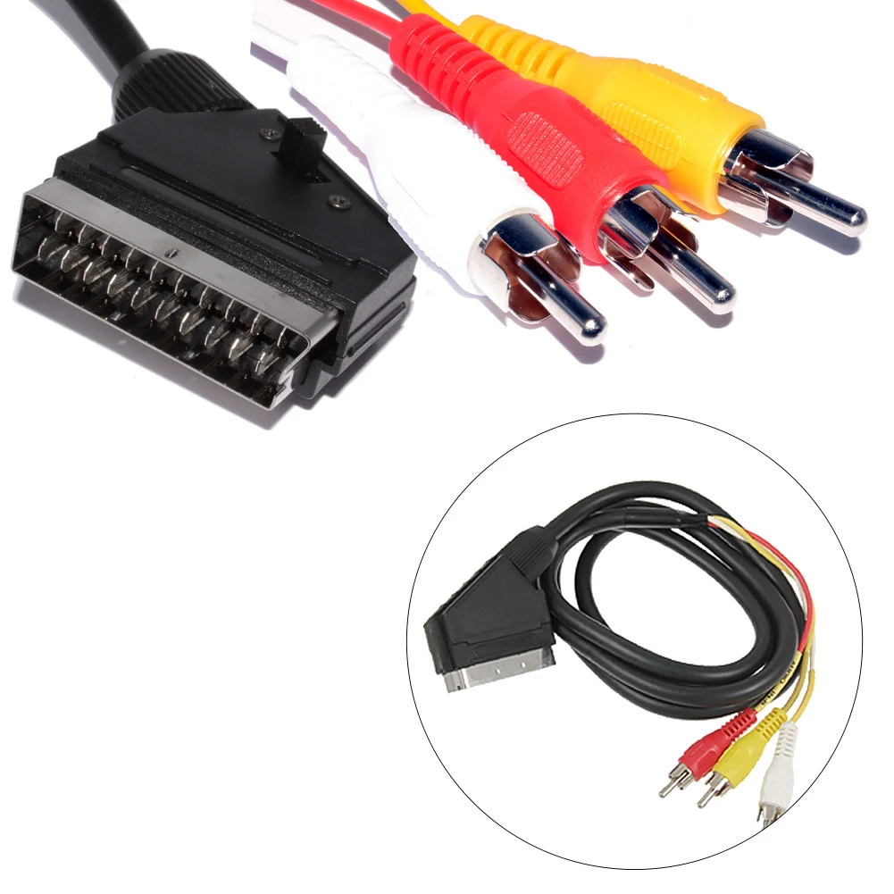   3 RCA Male  ü  ȯ Scart ̺,   ȣȯ AV  VCR 21p DVD
