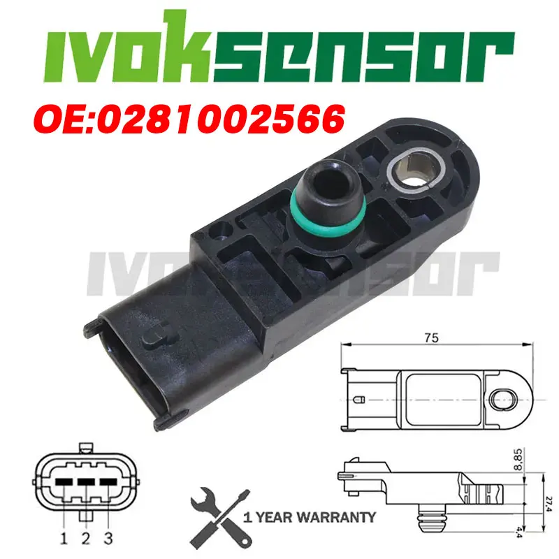 0281002566 MAP Sensor For Renault Latitude Master Megane Scenic Trafic Twingo II III Grand Modus VEL Satis 1.2 1.5 8200168253