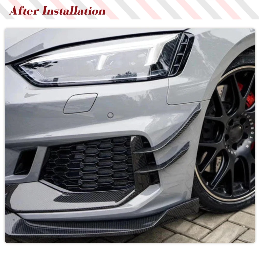 Car Front Body Kits Splitters Canards for Audi A5 S5 Sline RS5 B9 2018-2020 RealCarbon Fiber Front Canards Fins
