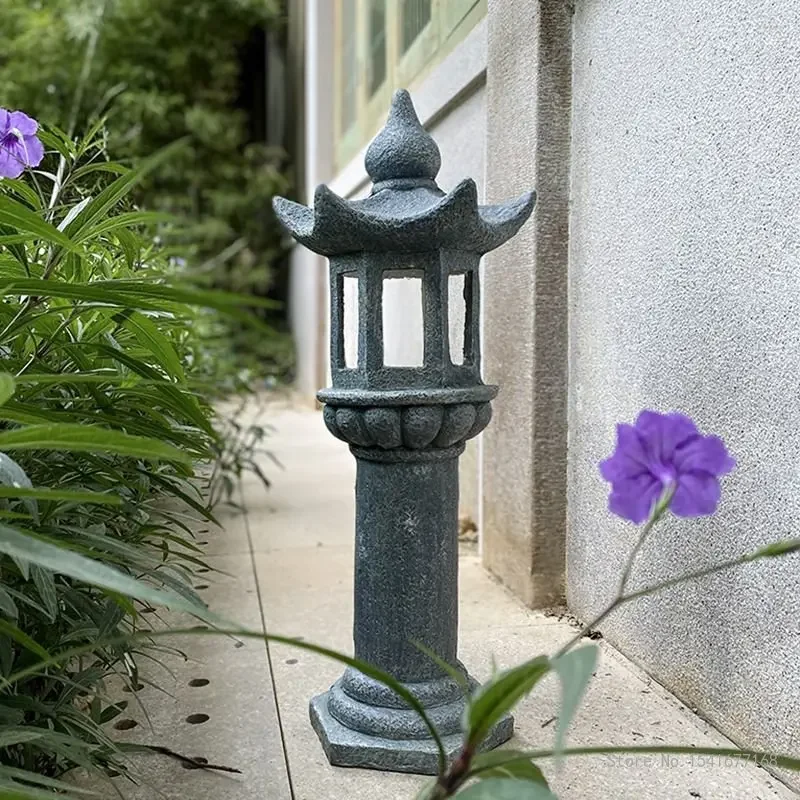 Japanese Ceramic Imitation Stone Lamp, Imitation Marble, Red Clay, Decoration Products, Courtyard Home Decoration 1Pc