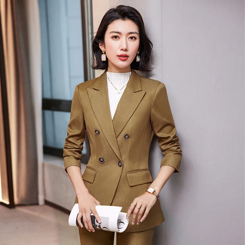 High Quality Fabric Formal Women Business Suits OL Styles Autumn Winter Pantsuits Professional Ladies Office Pants Suits Blazers