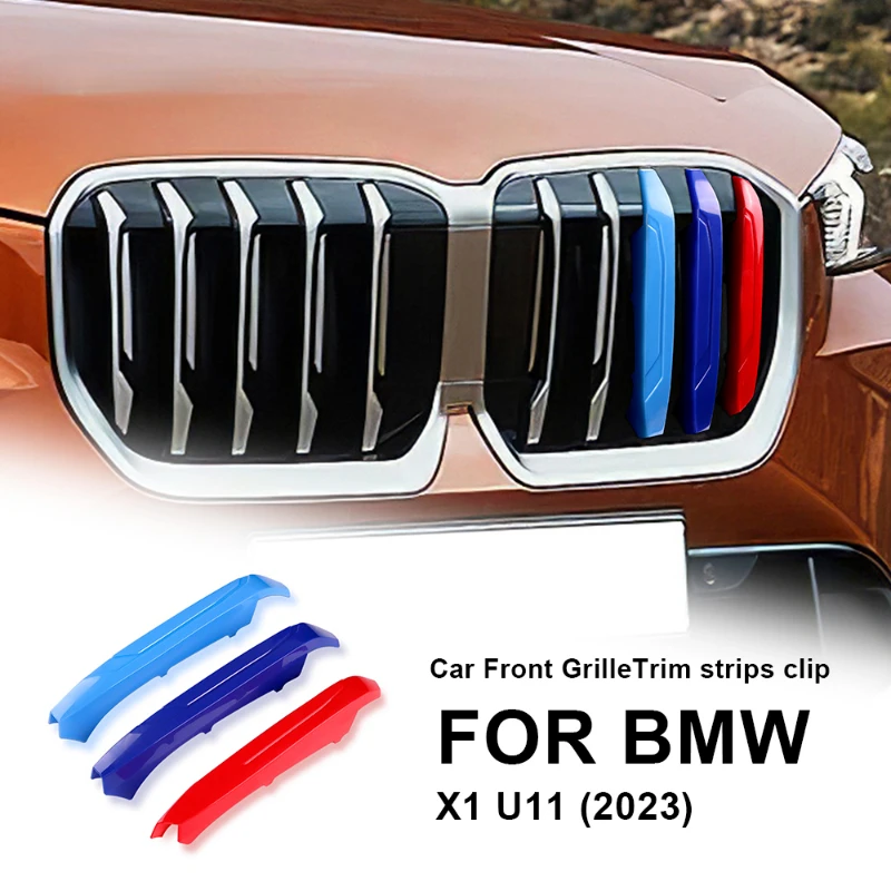 

For BMW X1 U11 2023 ABS Car Front Grille Stripes Covers Grid Strips Clips Trim cover Car Accessories