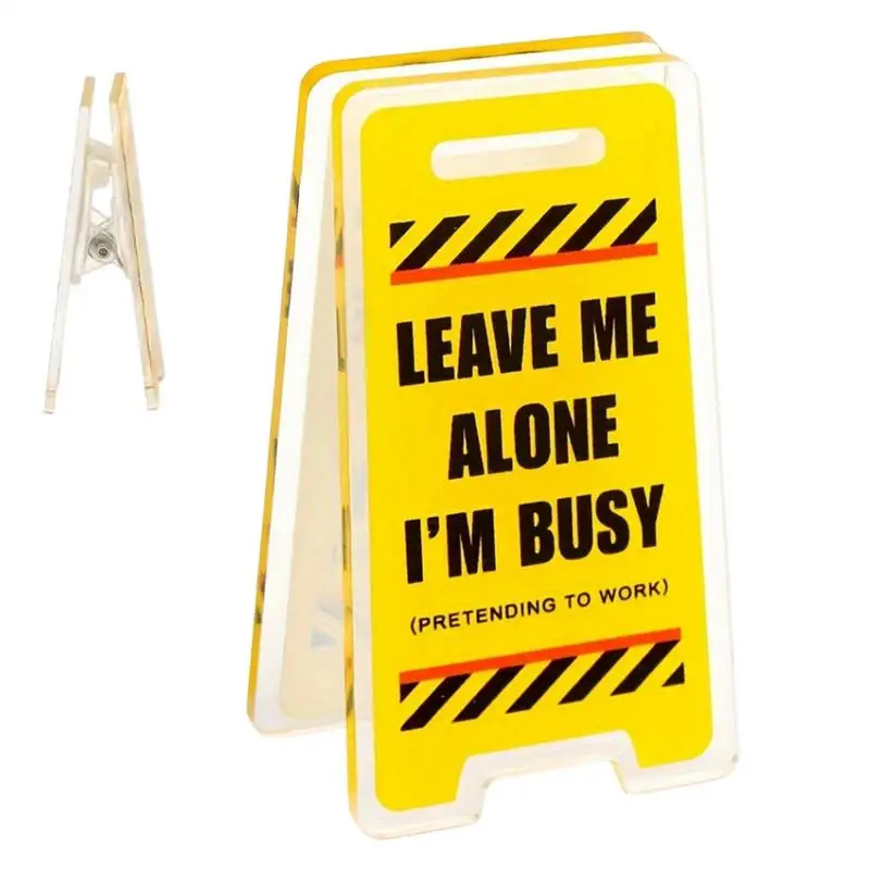 bureaubord  "Leave Me Alone, I'm Busy" For Desk Warning Sign Shaped  Note Holder Creative acrylic warning sign For Desk Display