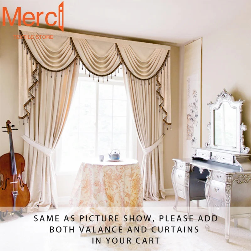 American European Style Curtains for Living Room Bedroom Dining Luxury Chenille Window Drape Brown Colour Blackout Custom Size