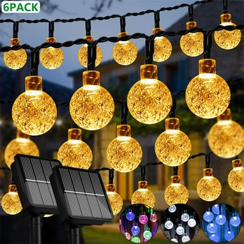 LED Solar String Lights Outdoor 60 Leds Waterproof Crystal Globe Lights with 8 Modes Garden Light for Patio Party Tree Decor 1