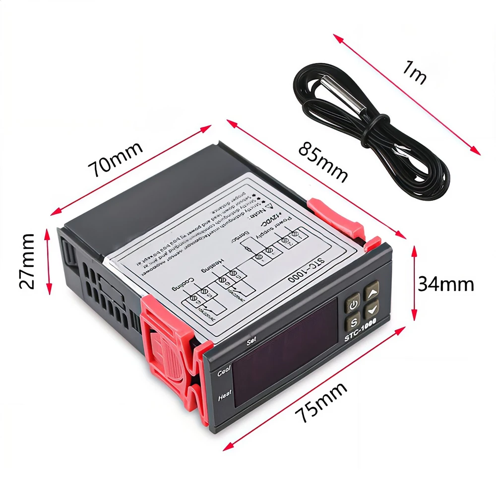 인큐베이터 온도 컨트롤러 온도 조절기 릴레이 가열 냉각 12V 24V 220V STC 3028 용 STC-1000 LED 디지털 온도 조절기