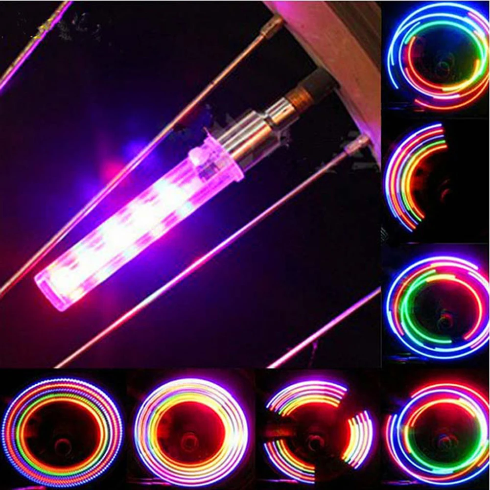 

Valve Cap Light LED Wheel Light 2.95*0.55 Inch/7.5*1.4cm 32 Modes 5 Led AG10 Powered By 3 AG10 Flash Light Bicycle