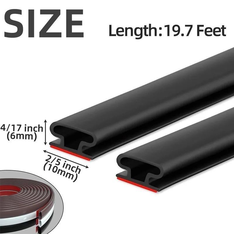 Door Seal Strip Window Seal Strip Rubber Door Weatherstripping Door Weatherstripping Sealing Strip 6M Weather stripping Door Seal Window And Door seal strip Soundproofing self-Adhesive Backing D-shape bedroom Weather Strip