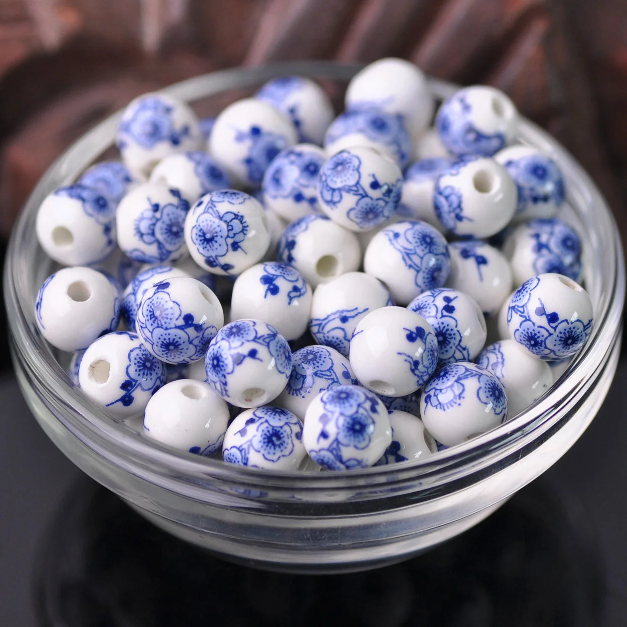 10 pezzi di perline distanziatrici rotonde in ceramica e porcellana con motivi floreali da 10 mm e 12 mm per la creazione di braccialetti e gioielli fai da te 1 # ~44 #  36