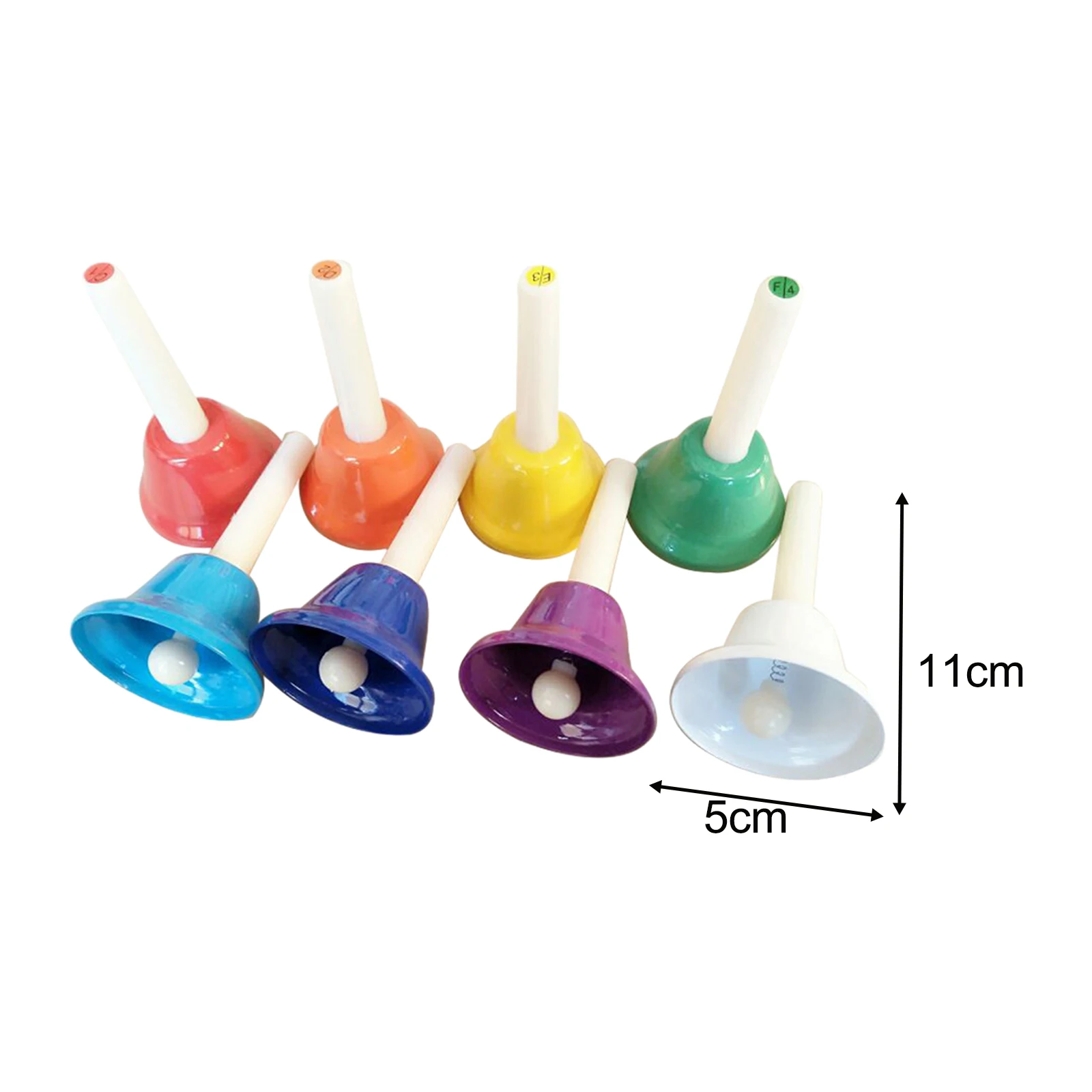 Hand Bell Children Percussion Instruments 8x Colorful Hand Percussion Bells Hand Bells Set for Toddlers Wedding Chorus Metal Musical Toy Percussion
