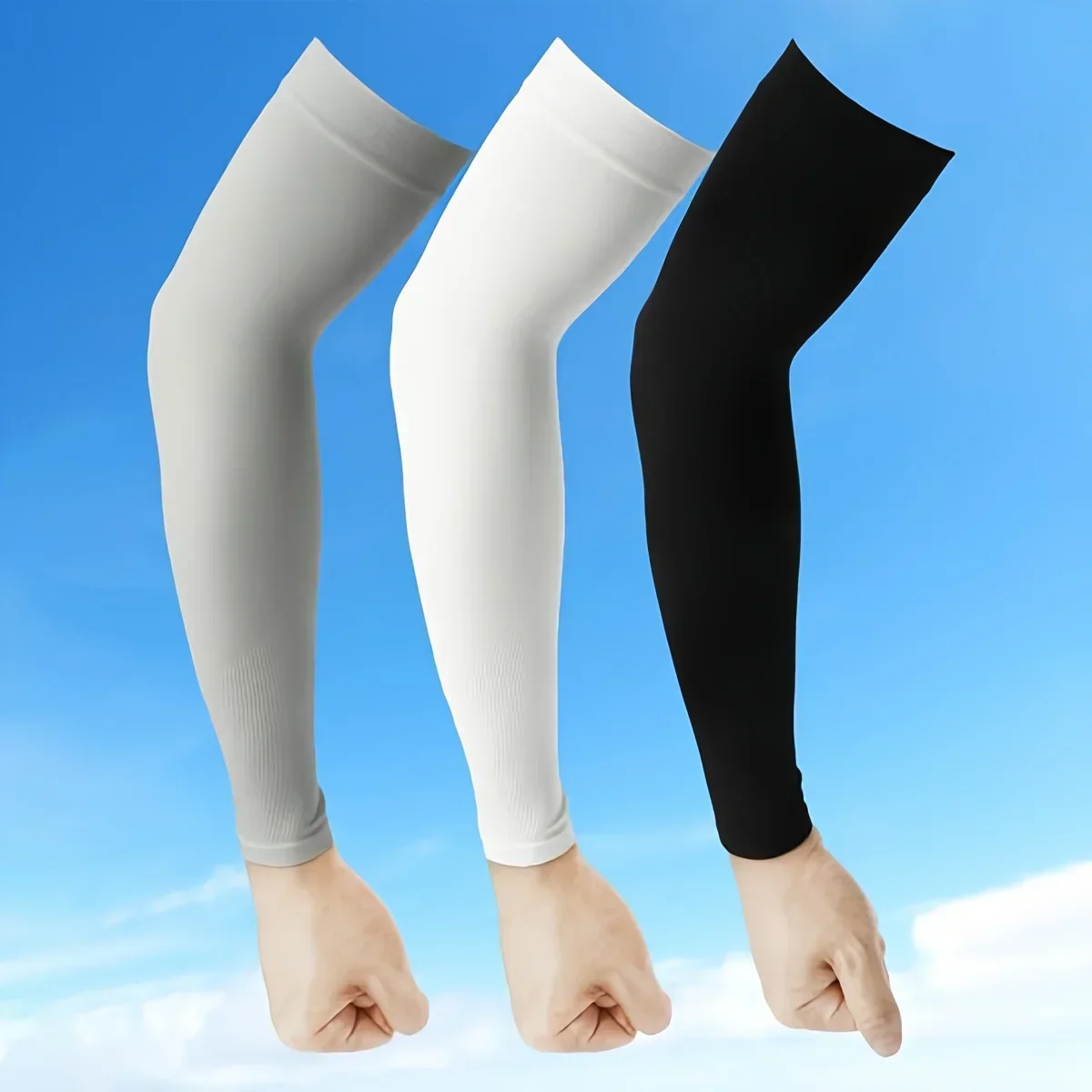 Women's Summer Arm Sleeves - Solid Color, Elastic Fit,Sun Protection, Sweat-Absorbent, Casual Outing Accessory, Casual Armwear