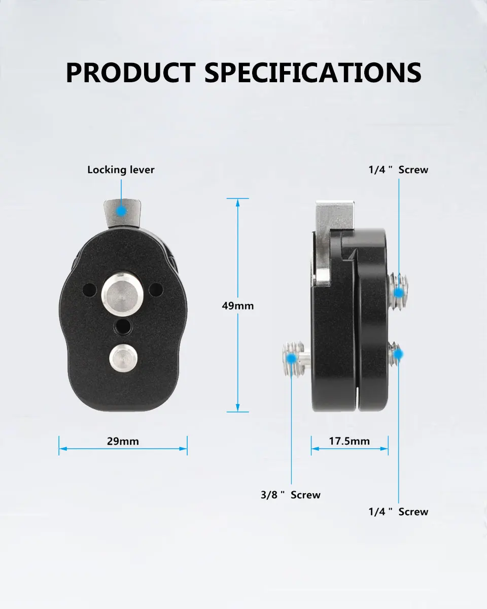 Mini Lock Quick Release System with 1/4" and 3/8" Thread Screw Mount Fr Tripod H