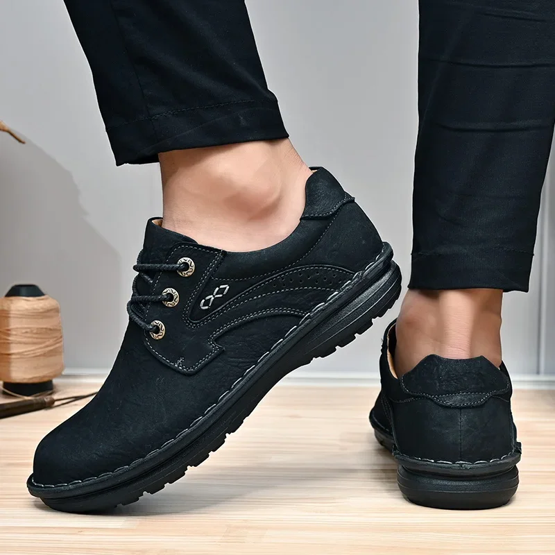 Spring/Autumn Genuine Leather Men's Shoes Comfortable Outdoor Men's Casual Shoes Breathable Flats Shoes Brand Moccasins Loafers