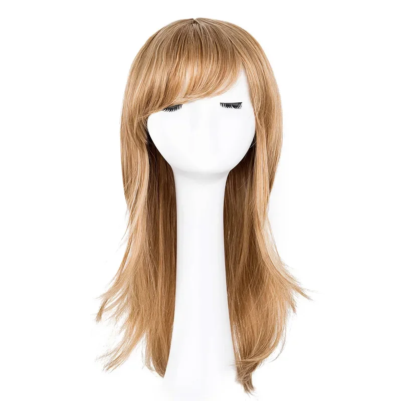 Medium Wavy Wig Synthetic Heat Resistant Fiber Inclined Bang Cos-play Hair Costume Peruca Party Picture Color Hairpiece