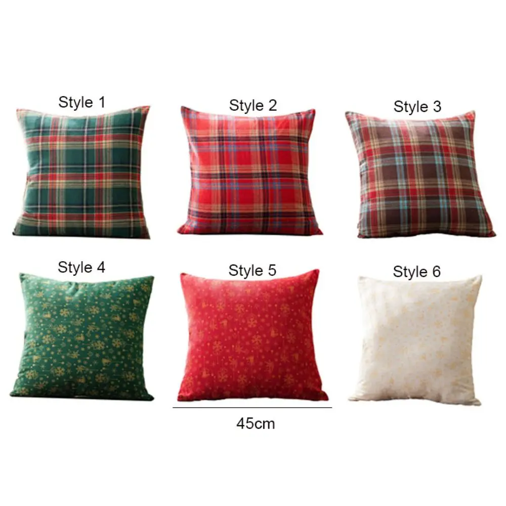 Home Decor Grid Pattern Christmas Pillowcase INS Style Christmas Tree Throw Pillowcover 45CM Cushion Cover Living Room/Office