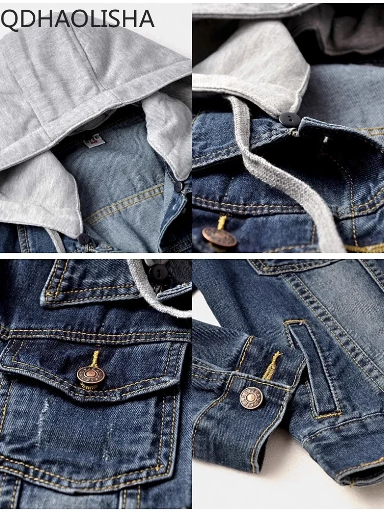 Women\'s Jacket Denim Coat New in Korean Fashion Slim Versatile Long Sleeve Top Hooded Short Denim Jacket Winter Woman Clothing