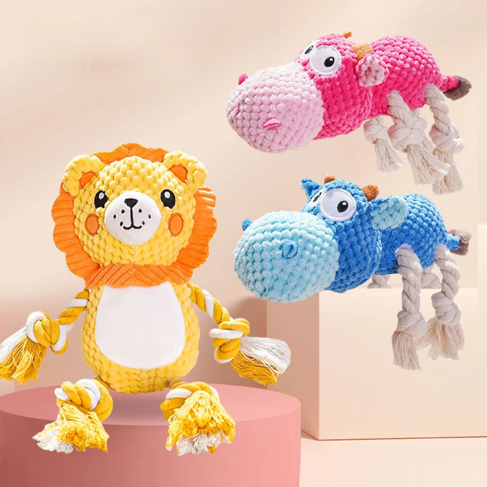 Dog Plush Toy for Aggressive Chewers Indestructible Squeaky Toy Cotton Crinkle Paper Stuffed Durable Chewing Toy for Large Dogs