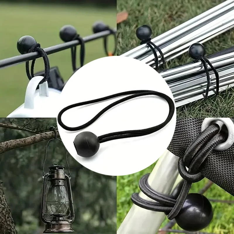 10/20/40pc Bungee Ball Tarps Canvas Tarpaulin Flagpole Ties Cord Ends Elastic Rope Lace Fixed Boat Pole Camping Tent Accessories Camping Tent Accessories Bungee Cords