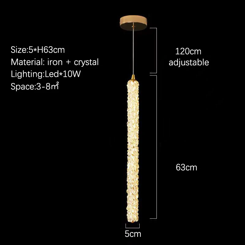 thumbnail image 1 of Lámparas colgantes de cristal K9 de lujo para dormitorio, modernas y regulables, para pasillo, sala de estar, candelabro de techo con brillo dorado, luz LED para decoración del hogar, 1 of 5