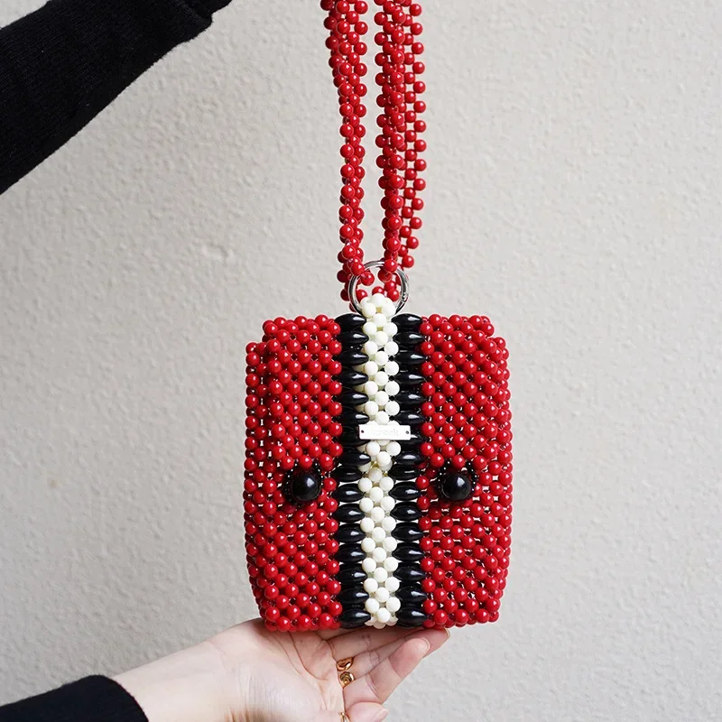 

Акриловые сумки через плечо ручной работы «сделай сам», новинка 2024, черная, белая, красная, плетеная вертикальная сумка для телефона с соединением из бисера