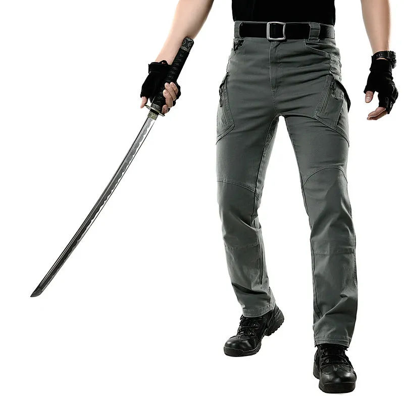 Men Cargo Pants IX9 Loose Outdoor Multi-pocket Overalls Cotton Stretch Camping Full Trousers Mans Simple Clothes