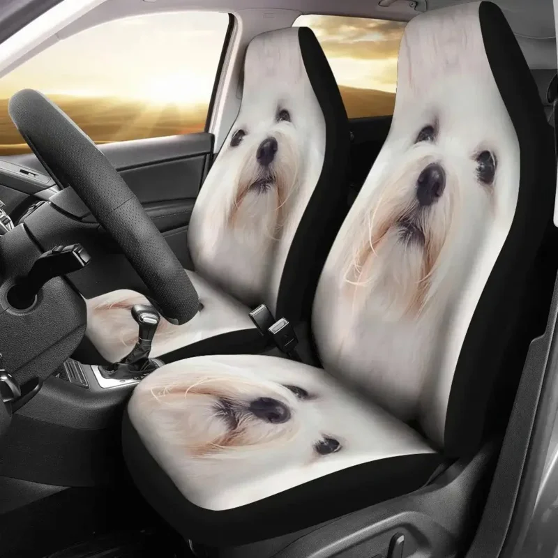 

Coton De Tulear Dog Print Covers Set 2 Pc, Car Accessories Seat Cover